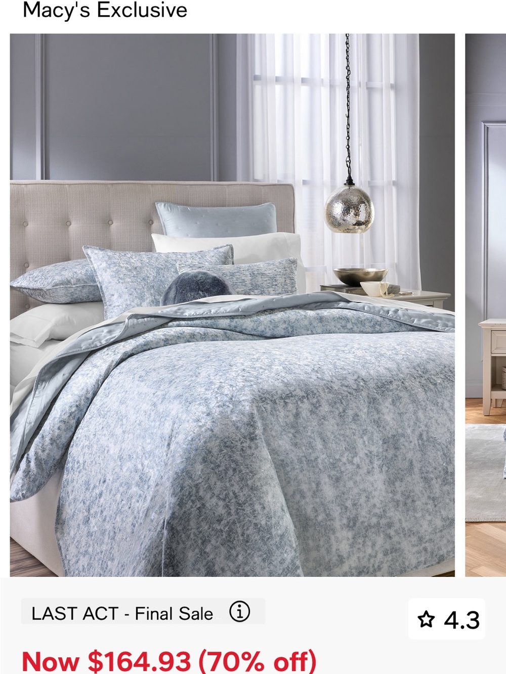 Macy's Misty Blue Cloud-Print Comforter Set